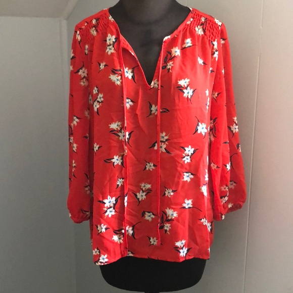 FINAL SALE Stitch Fix Caliya Smocked Floral Blouse - Picture 1 of 6